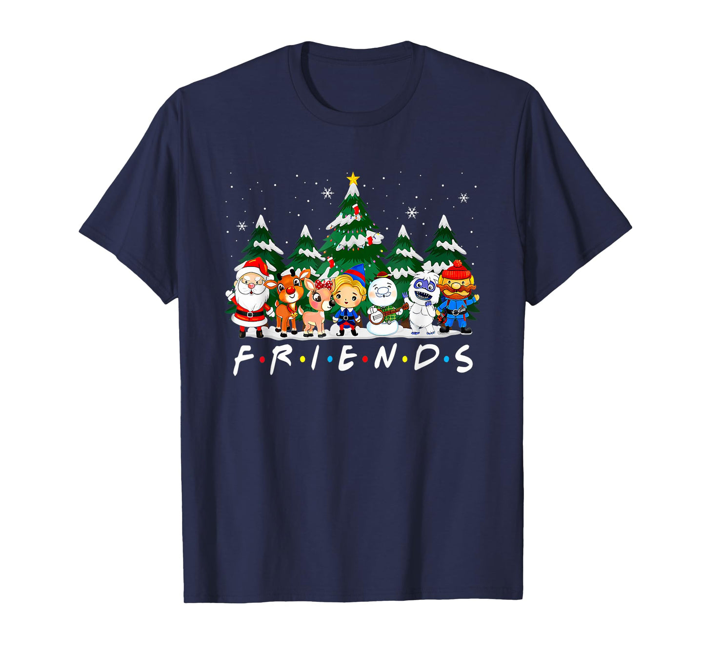 Christmas Friends Santa Rudolph Snowman Xmas Family Pajamas T-Shirt