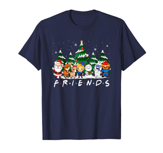 Christmas Friends Santa Rudolph Snowman Xmas Family Pajamas T-Shirt