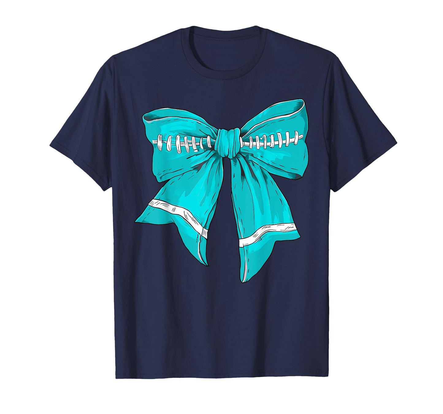 Football Game Day Teal Ribbon Cervical Cancer Awareness T-Shirt