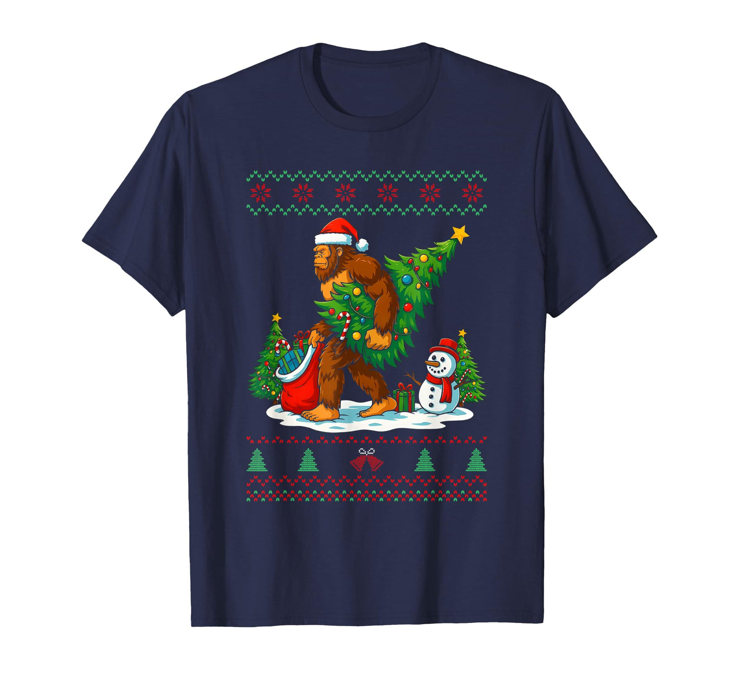 Most Wonderful Christmas Bigfoot Christmas Tree Lights Xmas T-Shirt