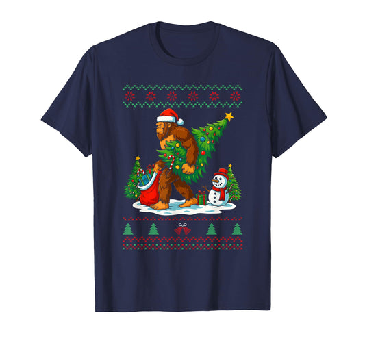 Most Wonderful Christmas Bigfoot Christmas Tree Lights Xmas T-Shirt