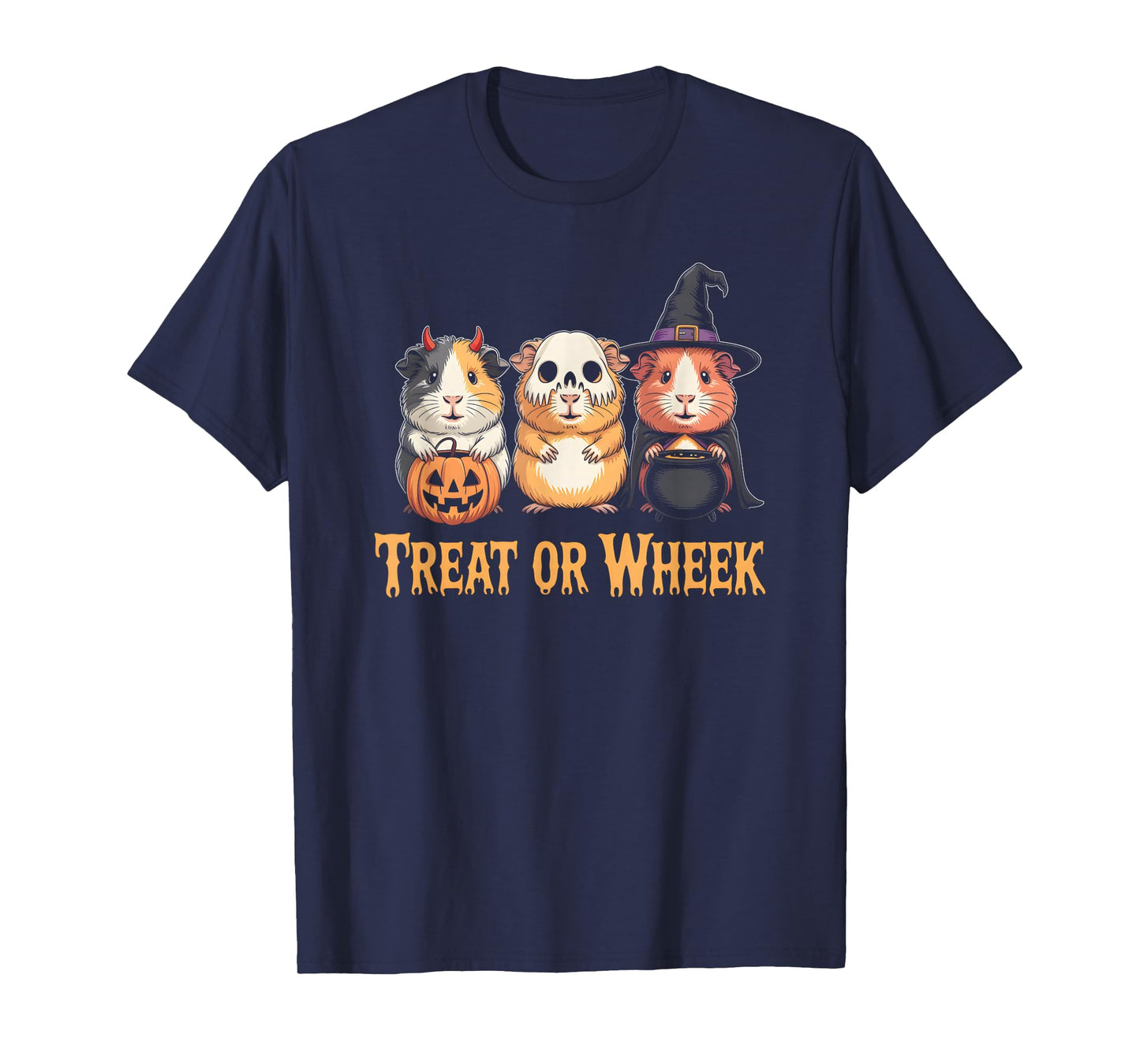 Vintage Halloween Guinea Pigs Trick Or Wheek Spooky T-Shirt