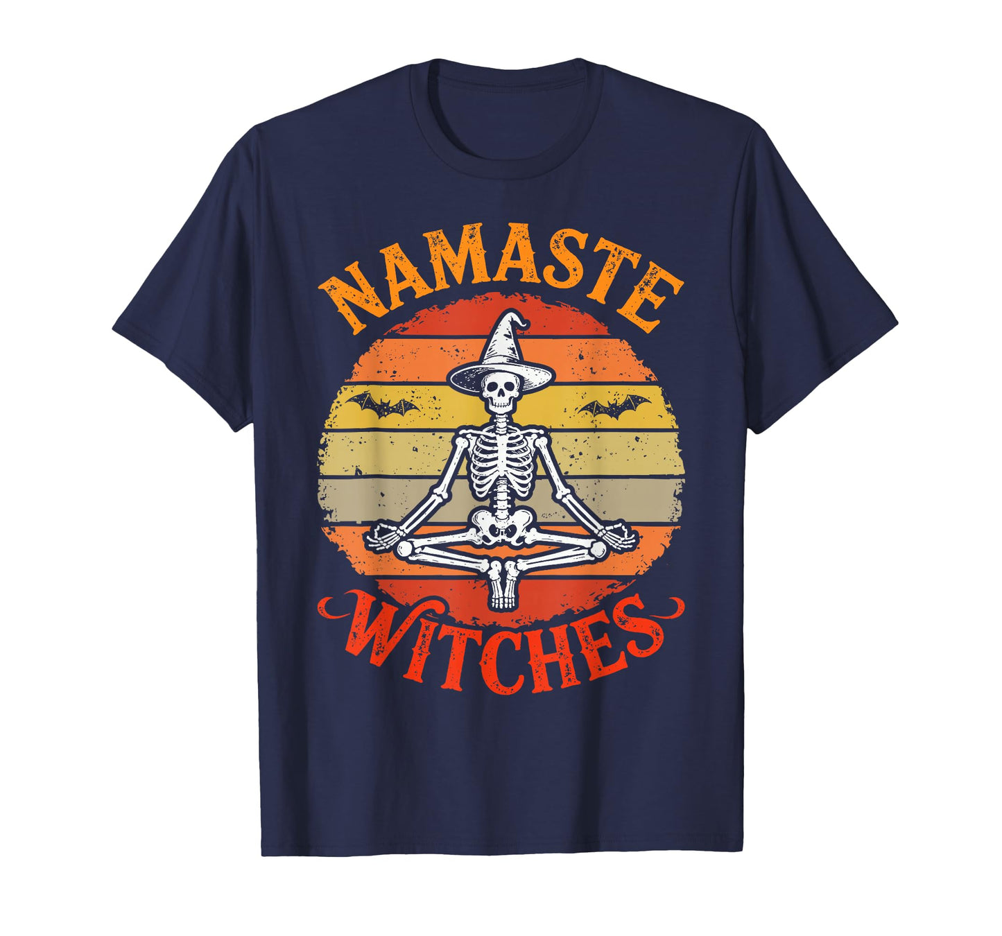 Namaste Witches Halloween Yoga Retro Vintage Skeleton T-Shirt