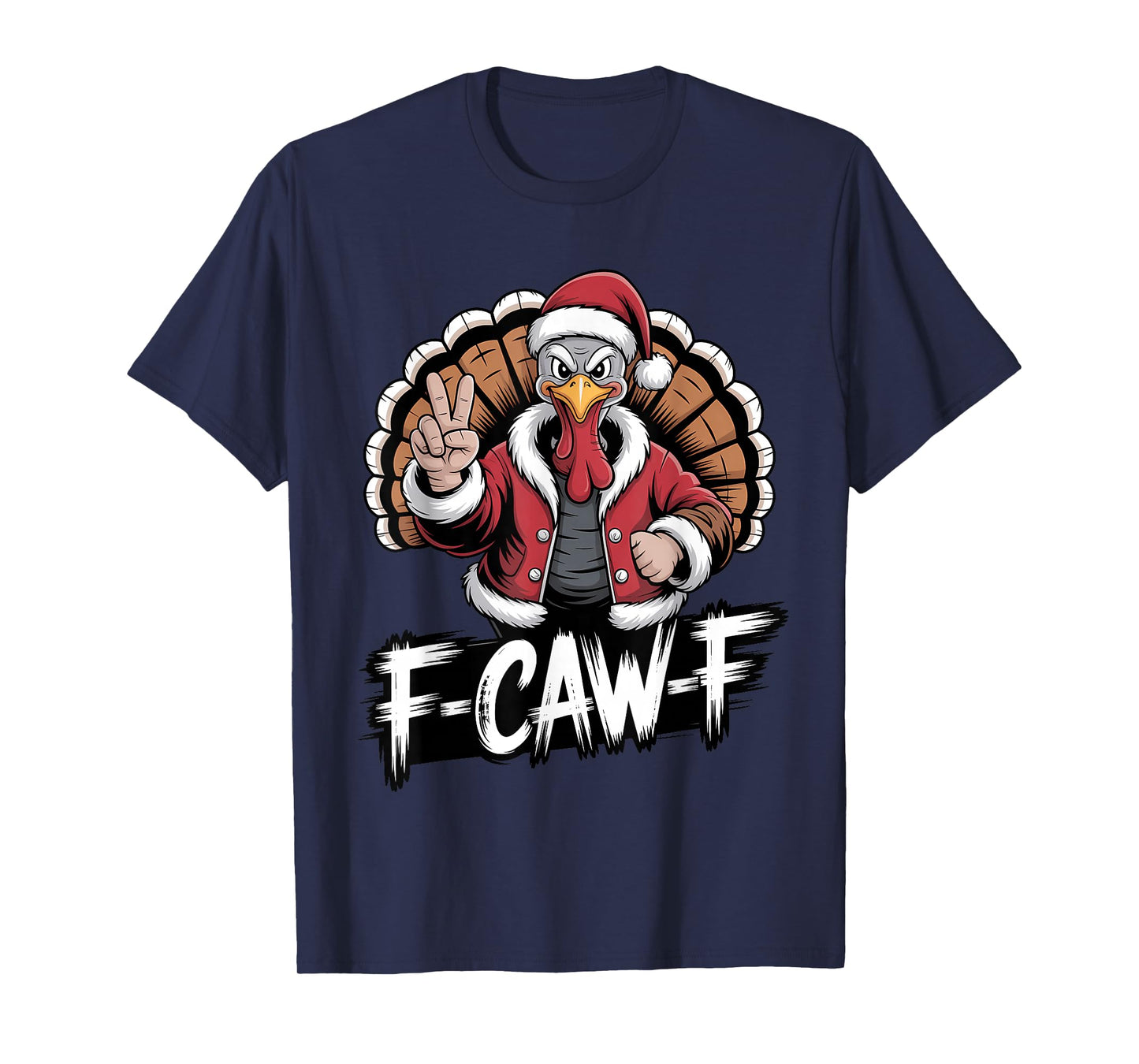 Funny Turkey Santa Christmas Mashup F CAWF Humor T-Shirt