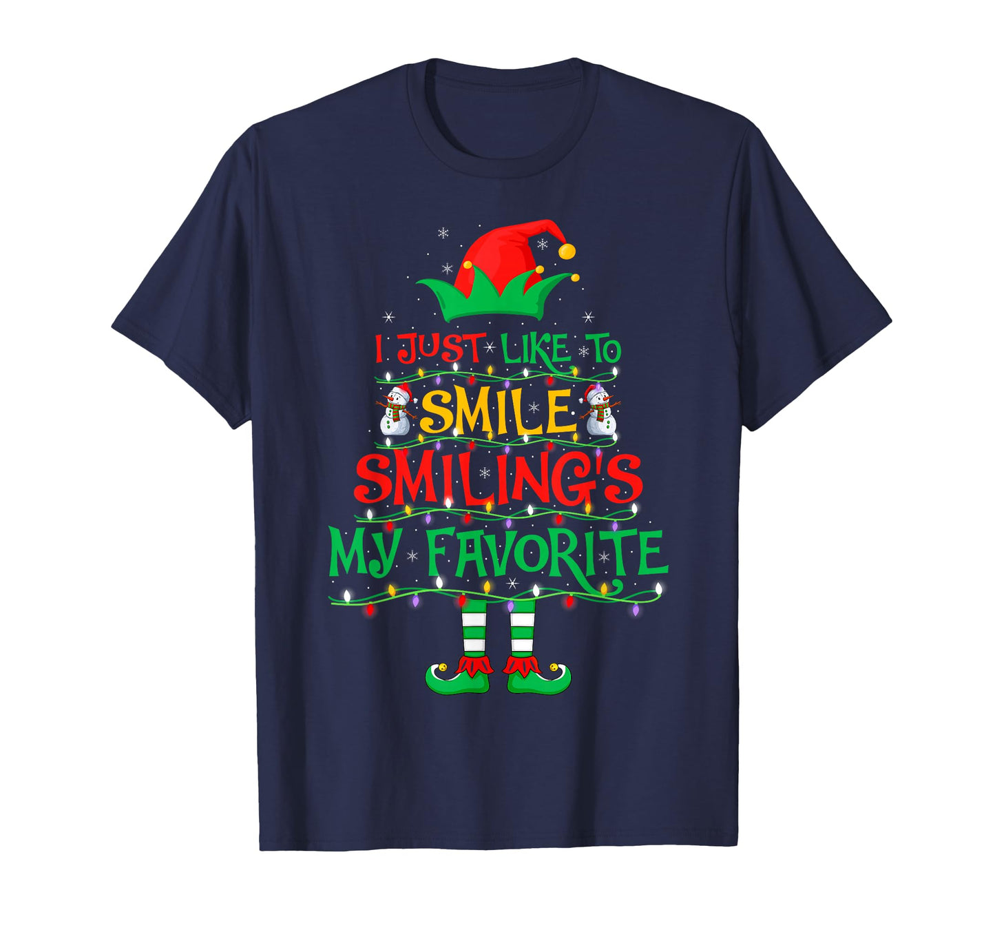 I Just Like to Smile Smiling is My Favorite Elf Christmas T-Shirt