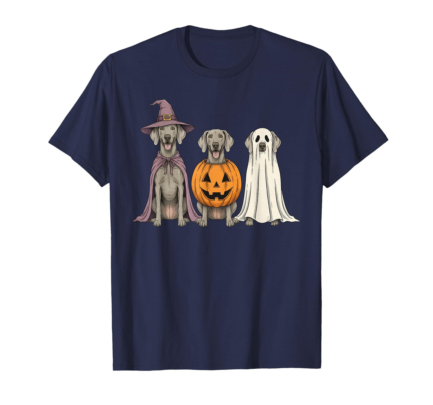 Spooky Ghost Weimaraner Pumpkin Halloween Dog Lover T-Shirt