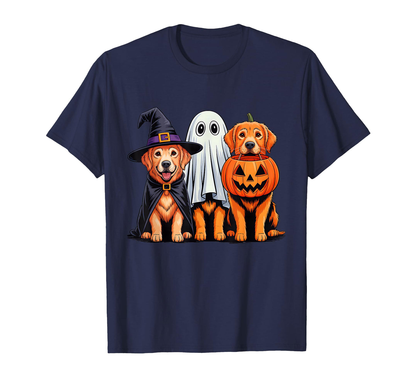 Golden Retriever Halloween Funny Dog Lover Pumpkin Witch T-Shirt