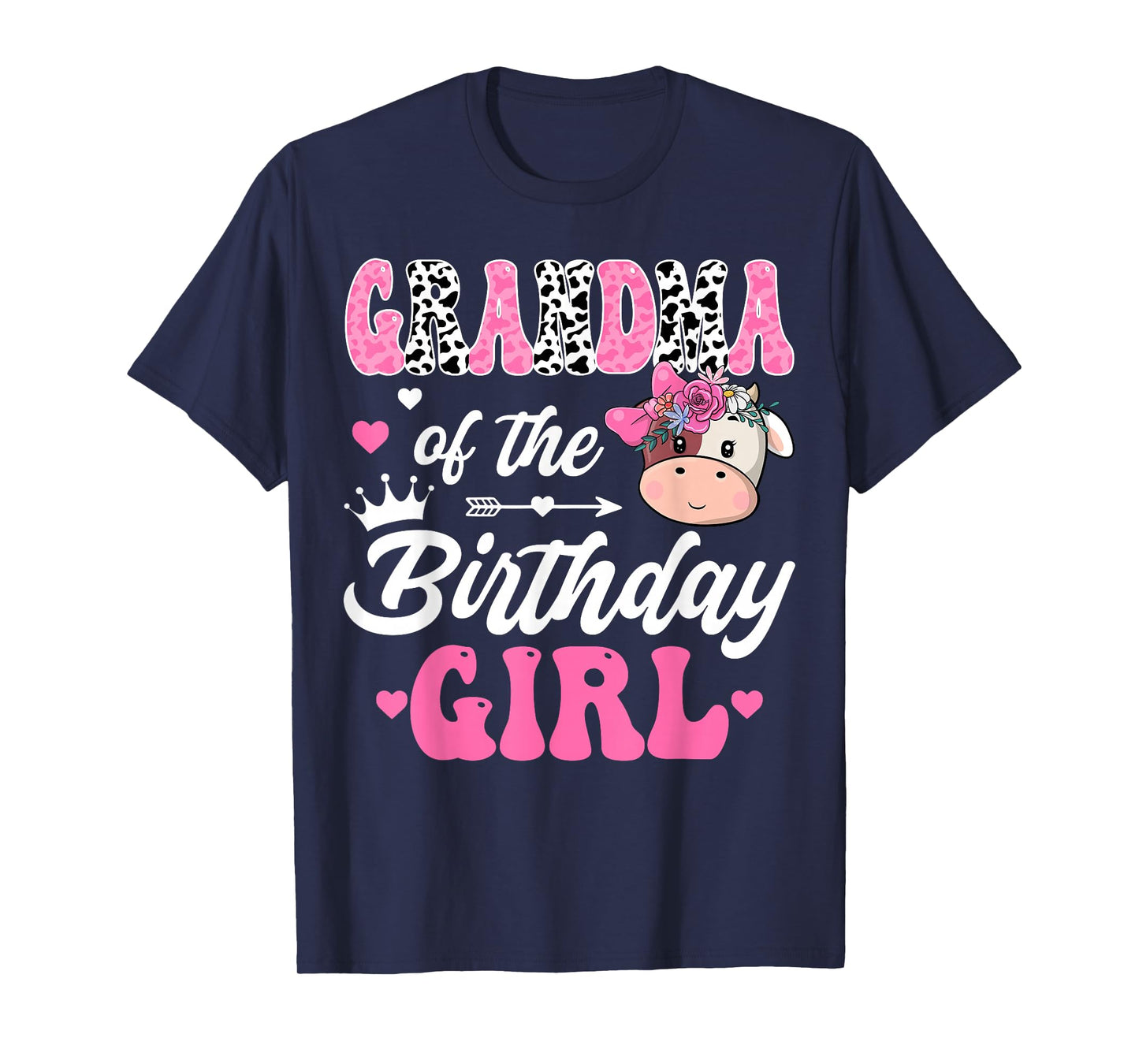Grandma Of The Birthday Girl Farm Cow 1St Birthday Girl T-Shirt