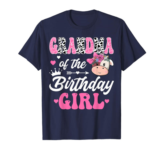 Grandma Of The Birthday Girl Farm Cow 1St Birthday Girl T-Shirt