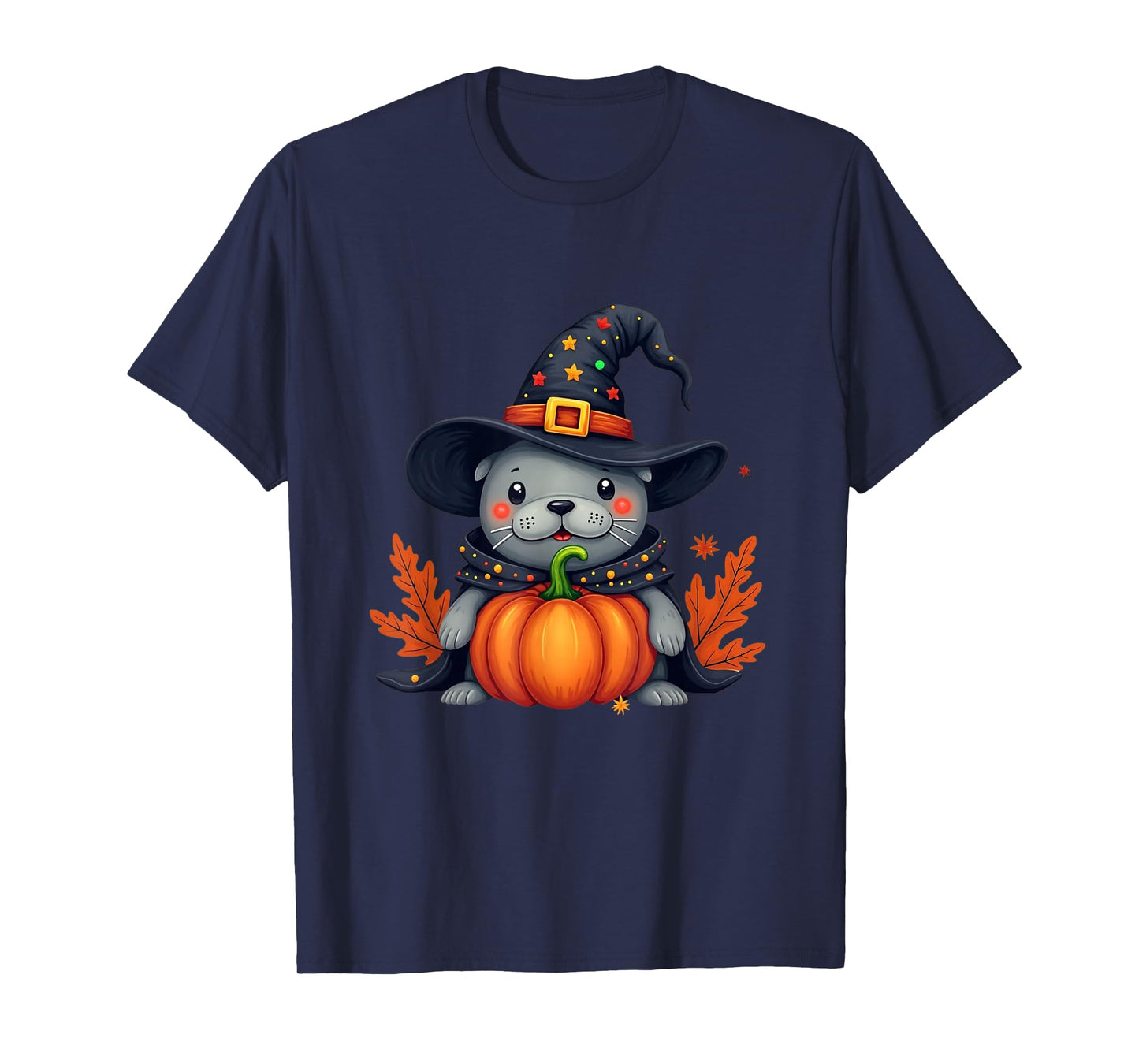 Boo JEE Manatee Witch Hat Pumpkin Halloween Costume Spooky T-Shirt