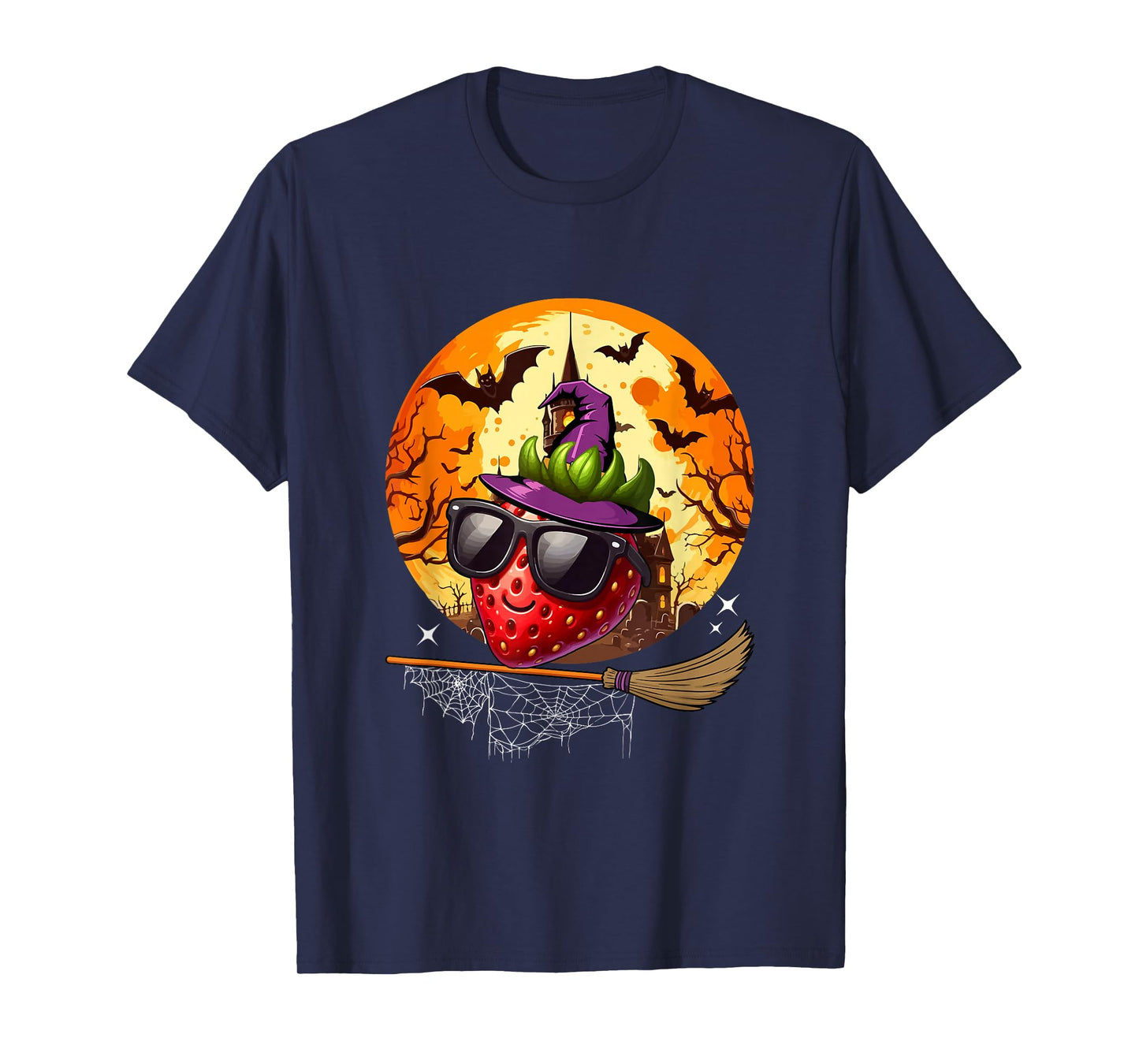 Strawberry Sunglasses Cosplay Witch Vegan Halloween Moon T-Shirt