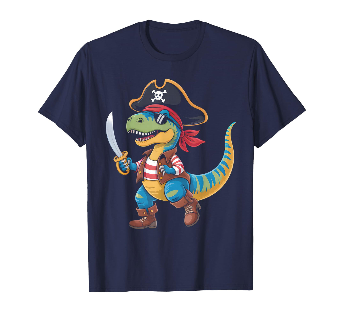 Toddler Boy Halloween Shirt Kids Funny Pirate Dinosaur T Rex T-Shirt