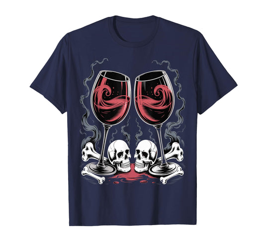 Glasses of Wine Halloween Costume Funny Spooky Tee T-Shirt