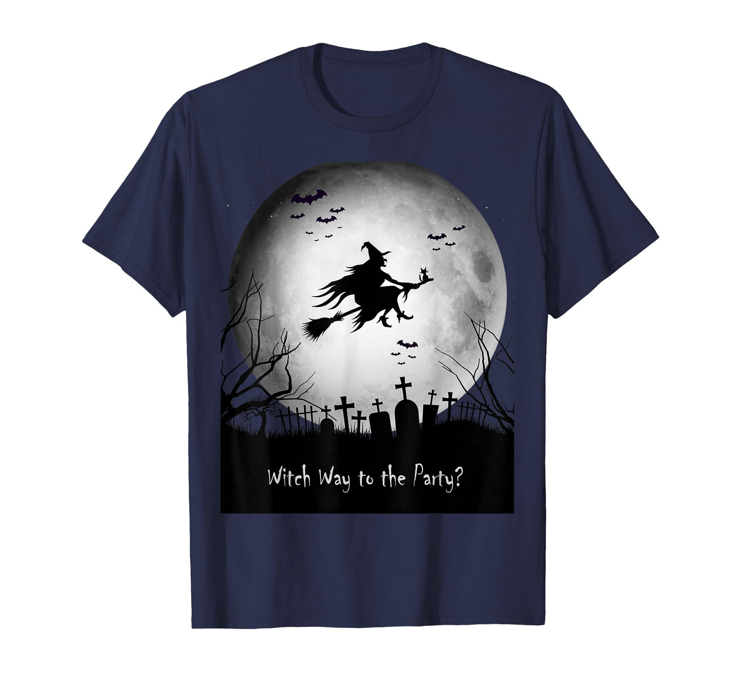 Witch Way to The Party Halloween | Spooky Flying Witch Tee T-Shirt