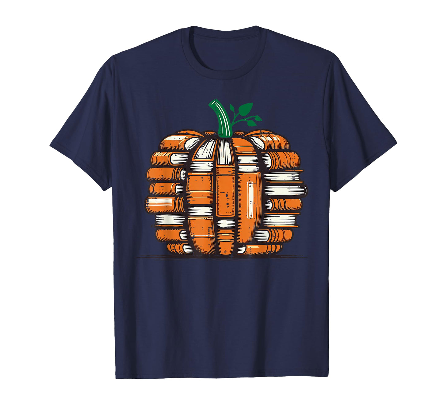 Halloween Books Pumpkin Reading Teacher Fall Men Women T-Shirt