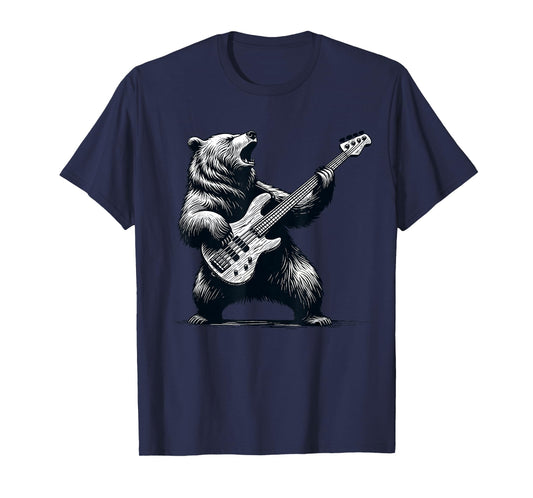 Rocking Bear Bass Guitar Player Concert Festival Music Cool T-Shirt