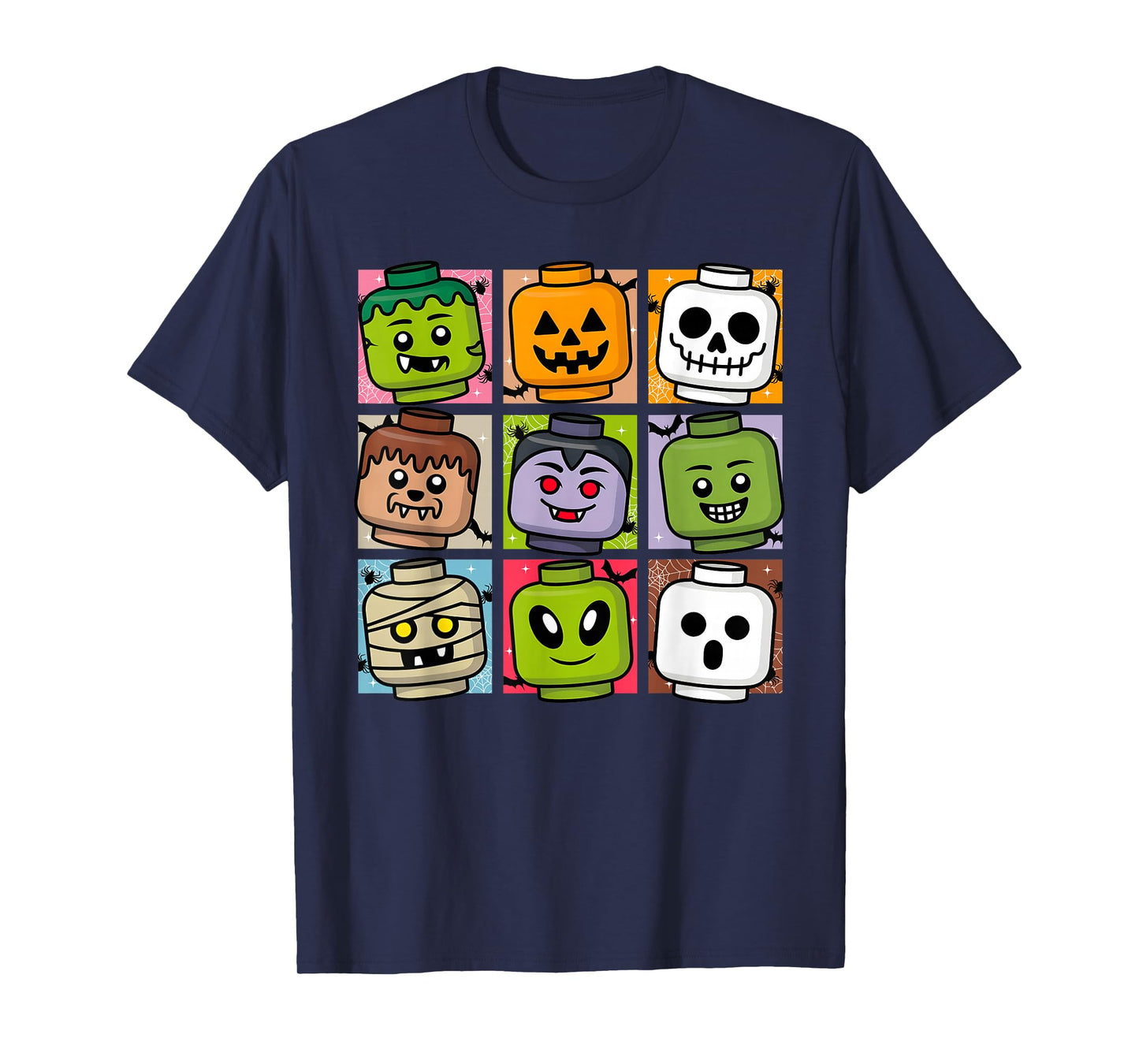 Halloween Building Brick Head Pumpkin Ghost Zombie Boys T-Shirt