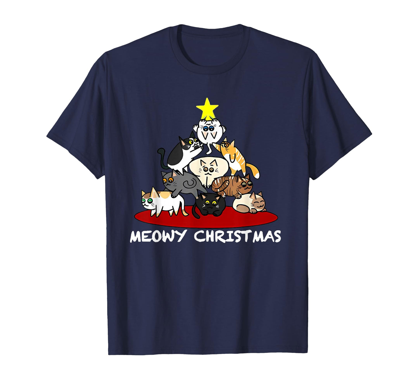 Funny Meowy Christmas Cat Tree for Animals Lovers T-Shirt