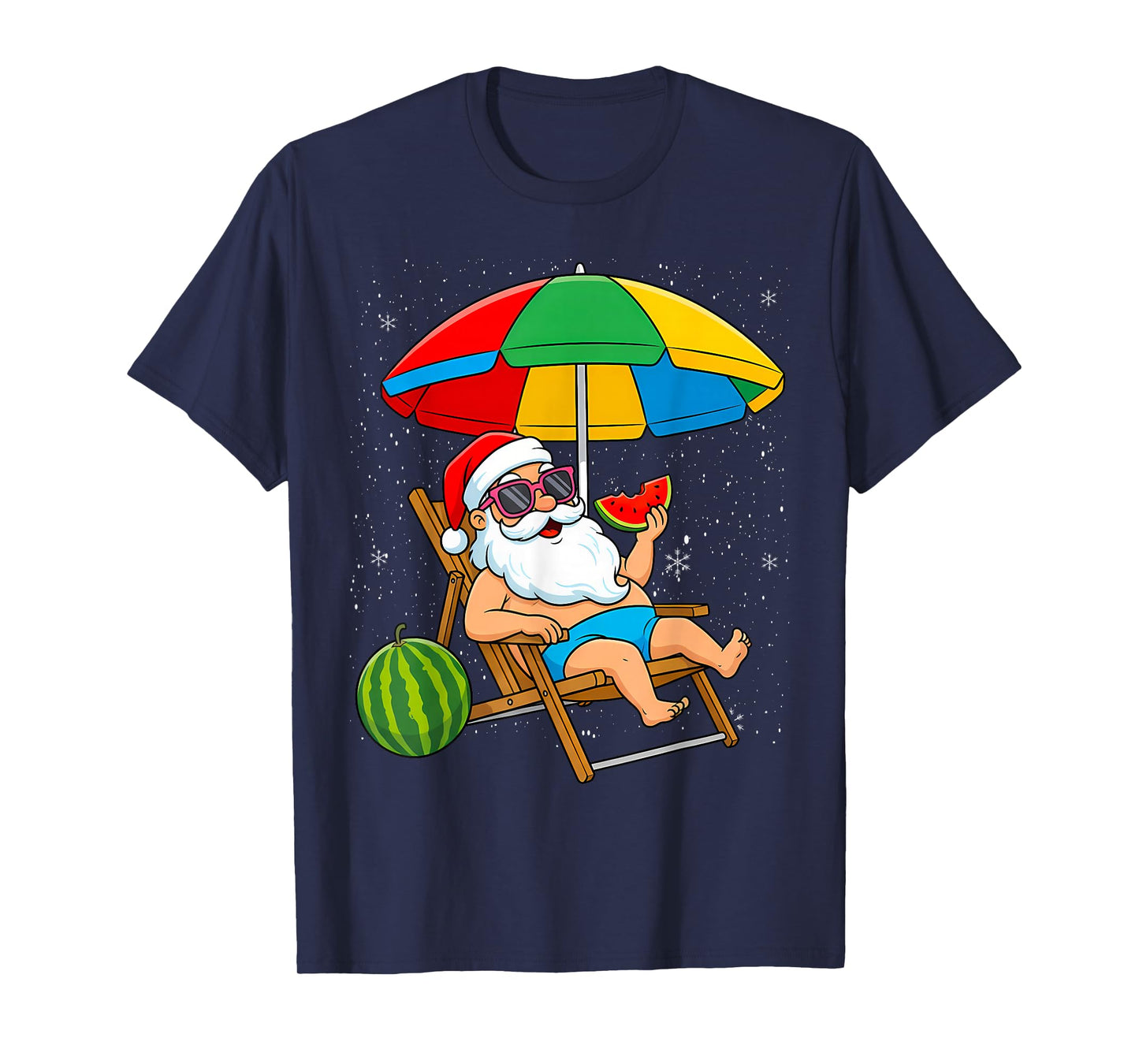 Watermelon Funny Santa Christmas in July Hawaiian Xmas T-Shirt