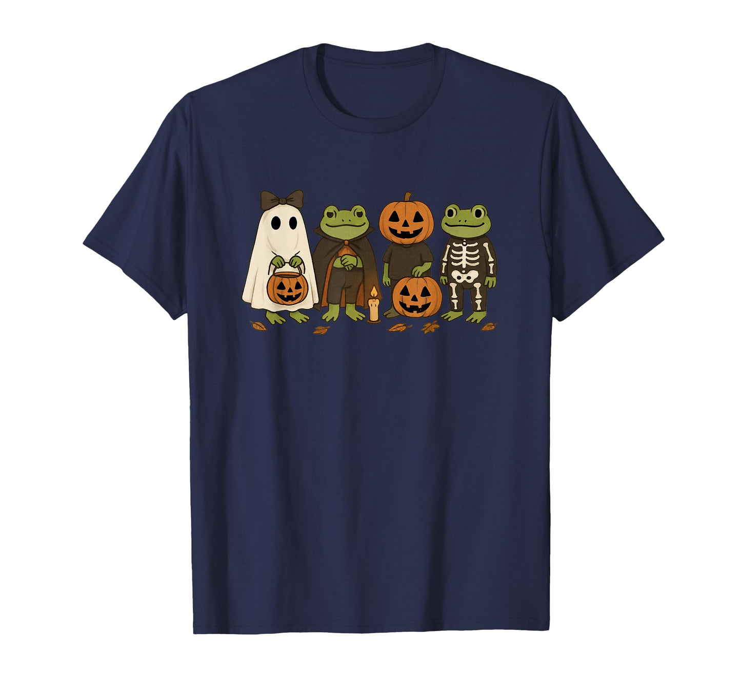 Spooky Skeleton Frog Cute with Pumpkin and Creepy Vibes T-Shirt
