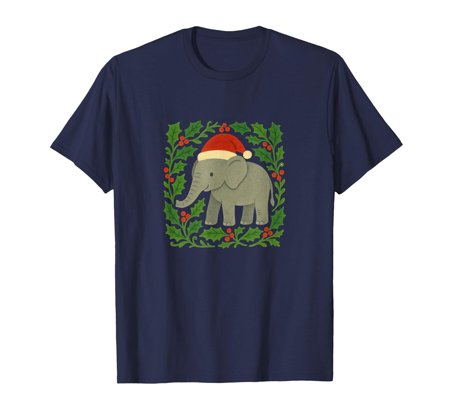 Elephant Wearing a Santa Hat Christmas Safari Holiday T-Shirt
