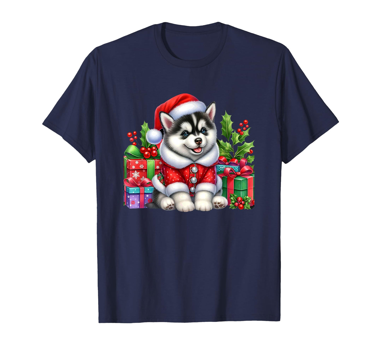 Merry Husky Santa Cute Christmas Puppy Joy T-Shirt