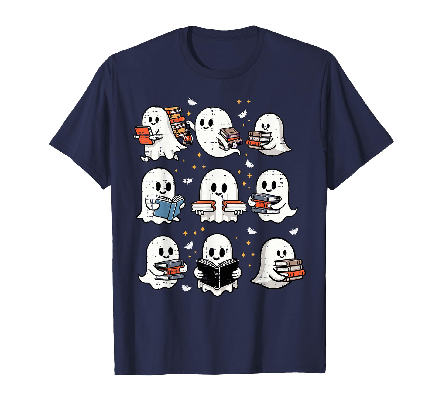 Ghosts With Books Library Halloween Men Women Kids Teacher T-Shirt