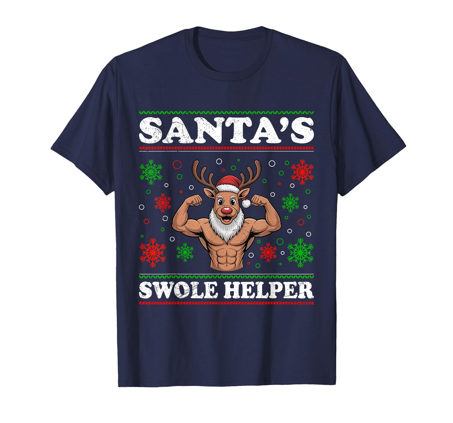 Christmas Santa's Swole Helper Funny Muscle Training T-Shirt