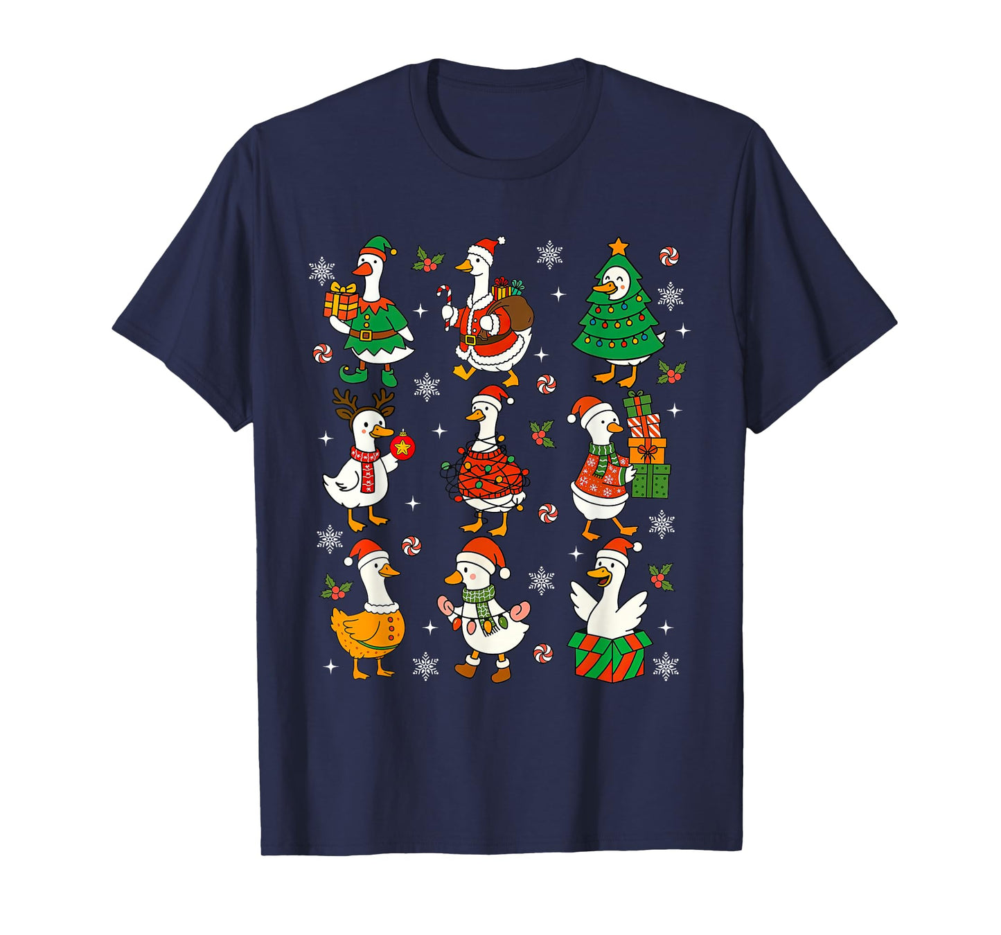 Retro Silly Goose Santa Cute Merry Christmas Tis The Season T-Shirt