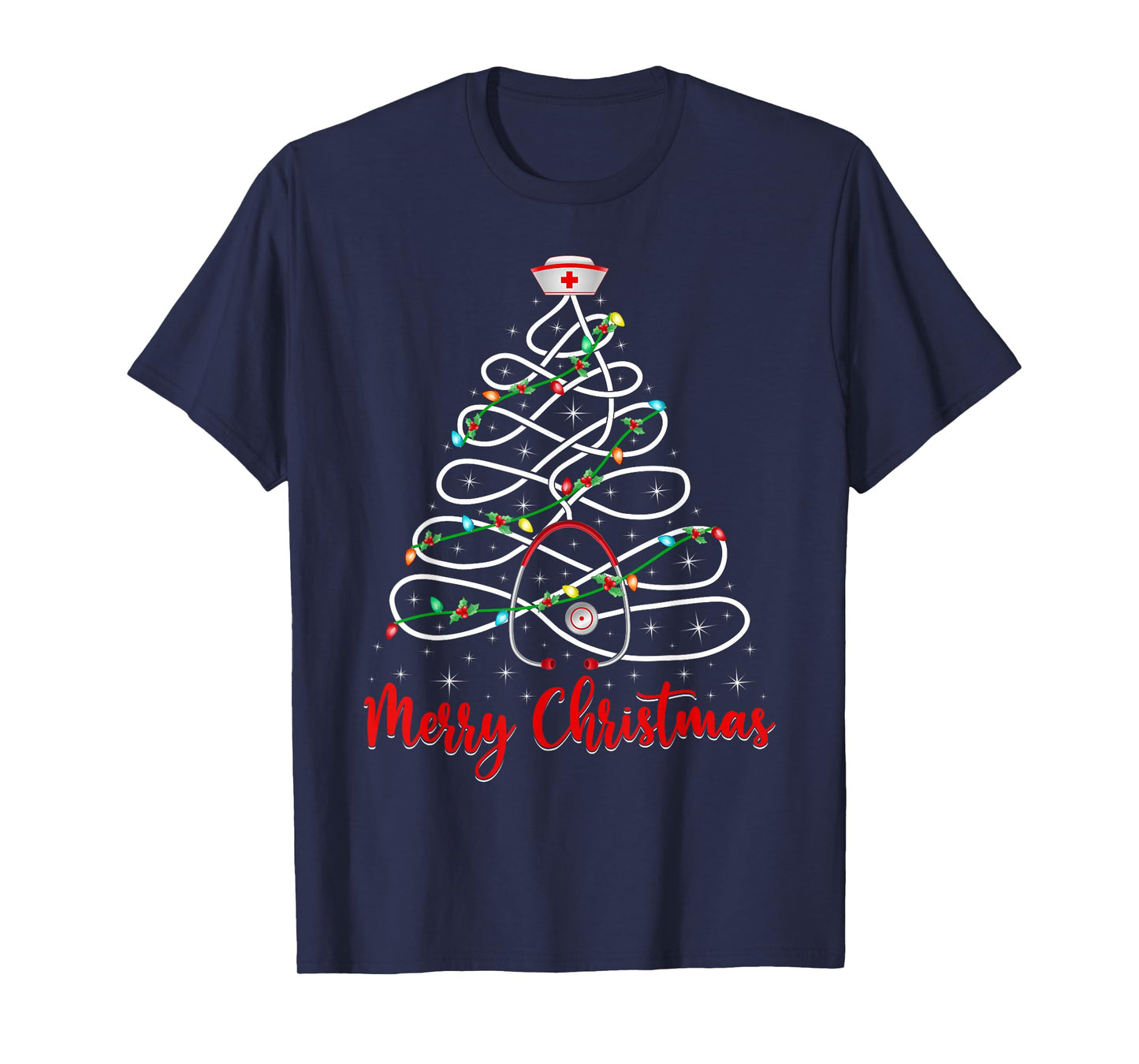 Nurse Stethoscope Xmas Tree Nursing ER RN Nurse Christmas T-Shirt