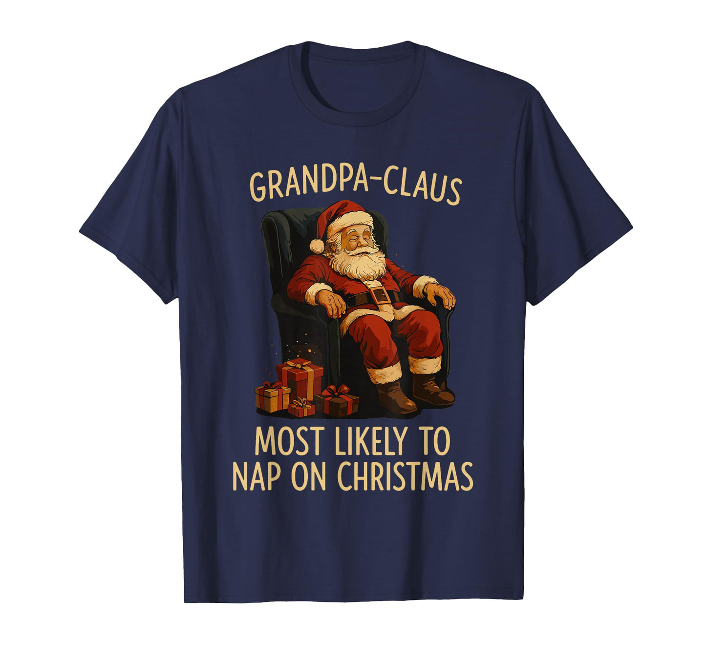 Most Likely to Nap on Christmas Shirt Men Xmas Grandpa Claus T-Shirt