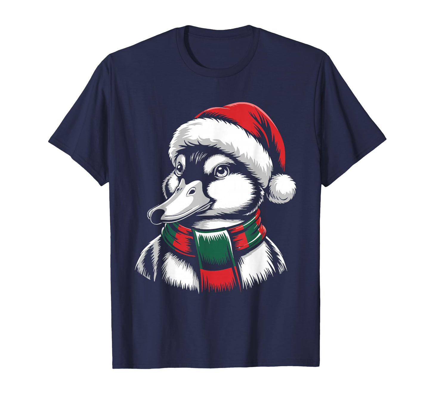 Mallard Bird Xmas Santa Hat Scarf Christmas Costume T-Shirt