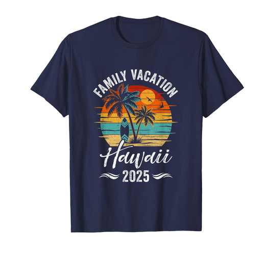 Family Vacation 2025 Vintage Hawaii Summer Matching Trip T-Shirt