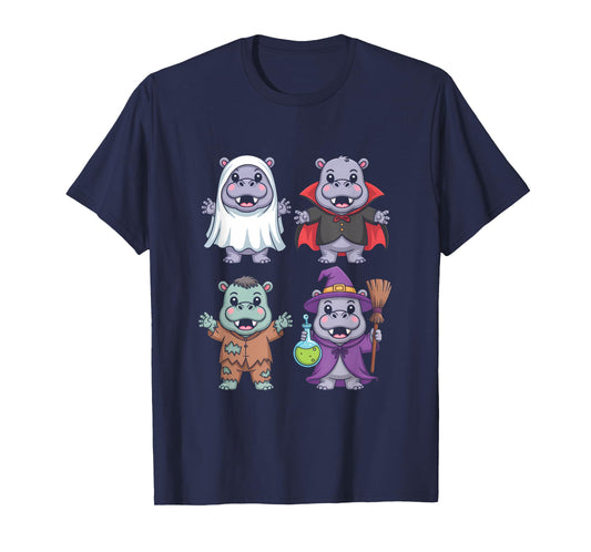 Hippo Ghost Witch Zombie Halloween Costume T-Shirt