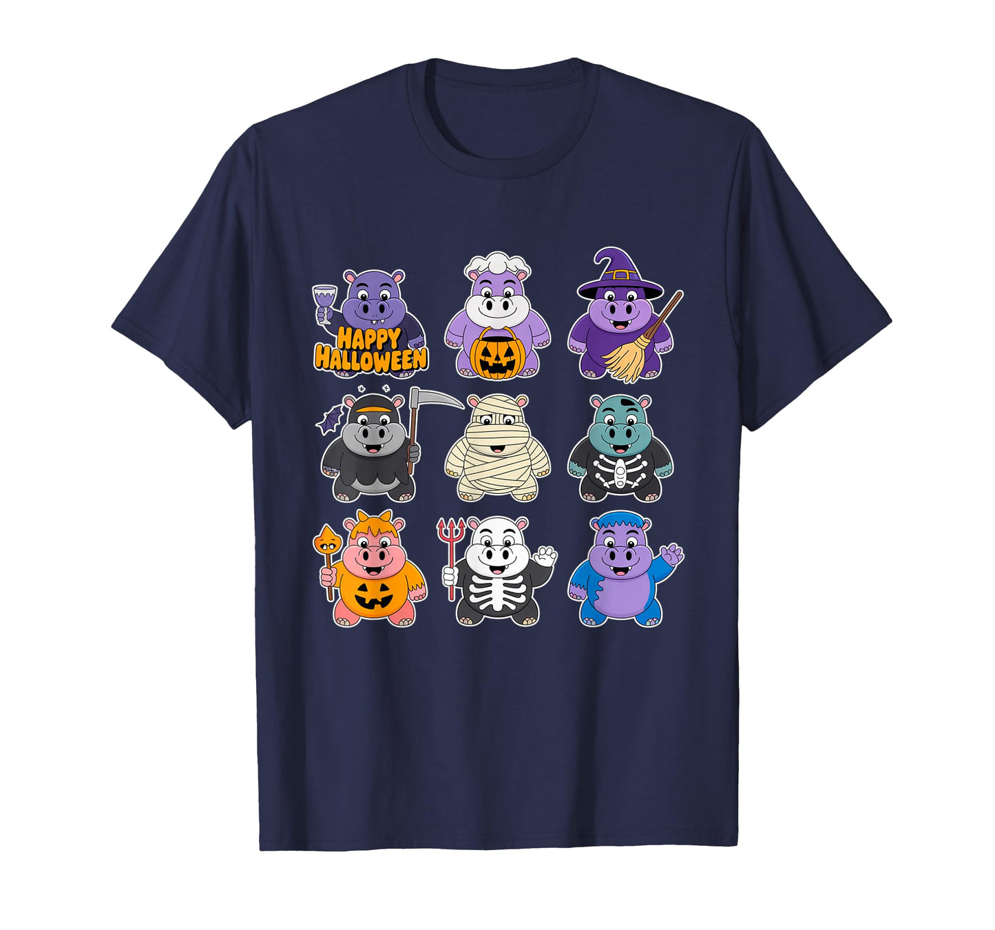 Hippo Ghost Witch Zombie Mummy Halloween Costume T-Shirt