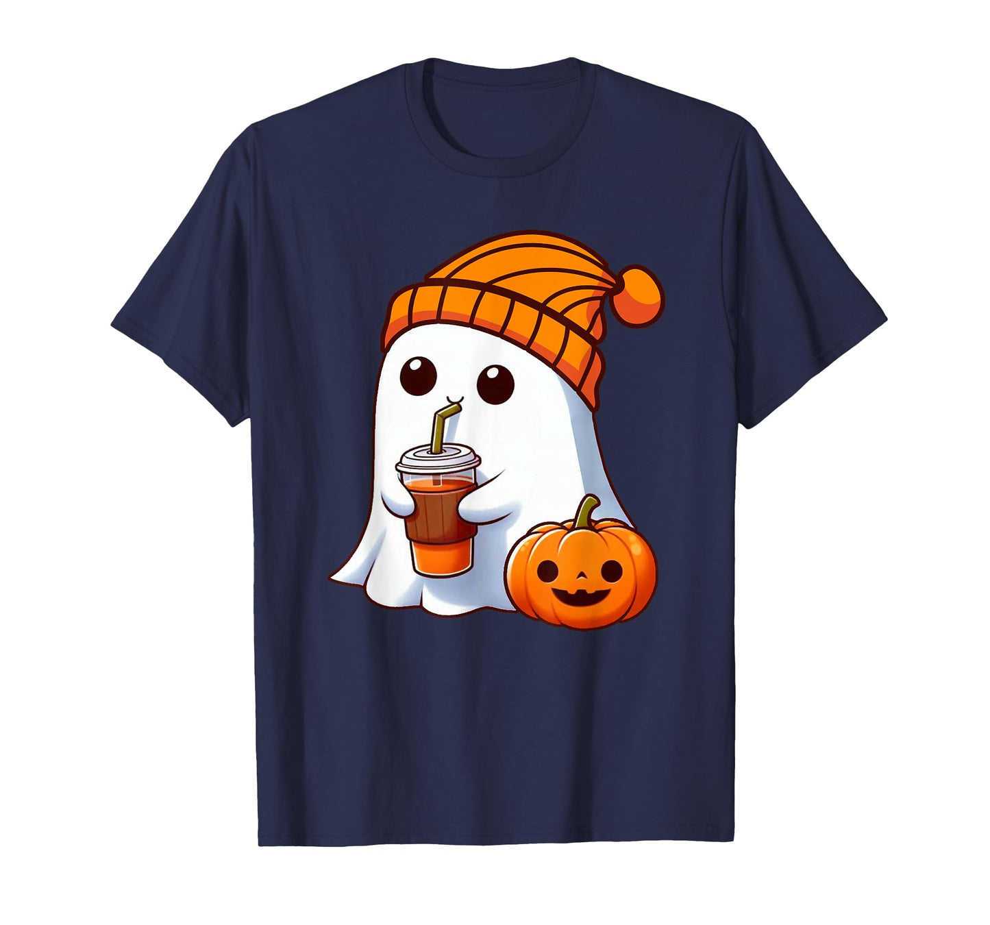 Halloween Costume Ghost drinking pumpkin Men Women girls T-Shirt