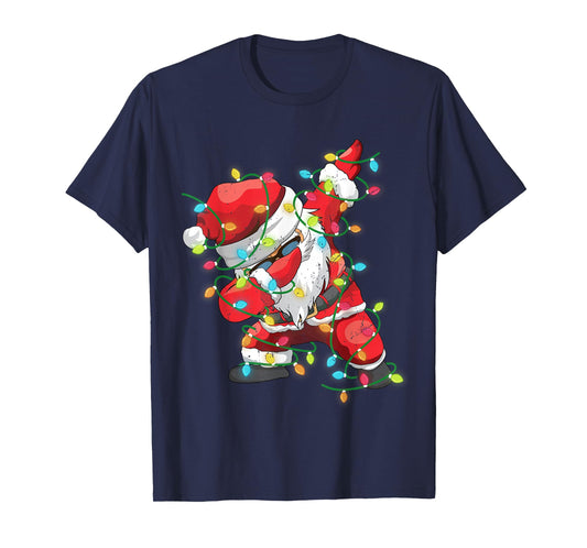 Christmas Dabbing Santa Xmas Lights Girls Boys Teens Kids T-Shirt
