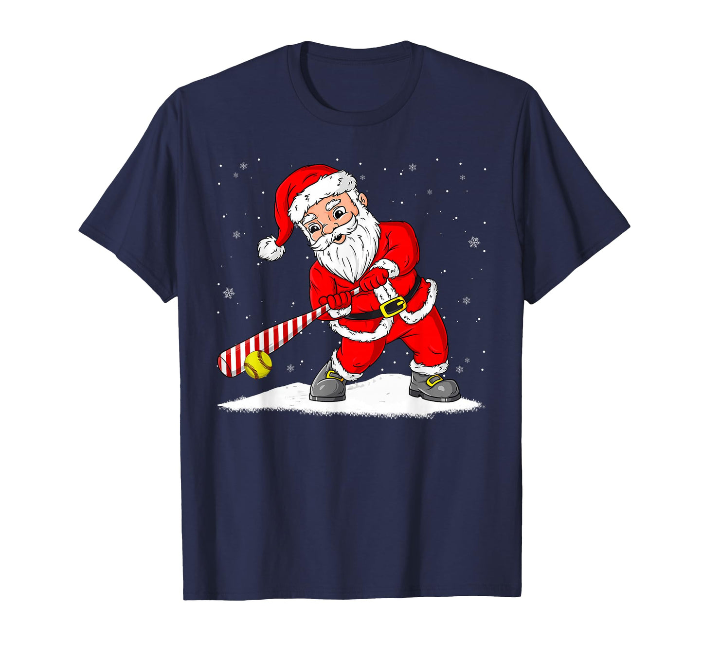 Santa Claus Playing Softball Merry Christmas Pajama Boys Men T-Shirt