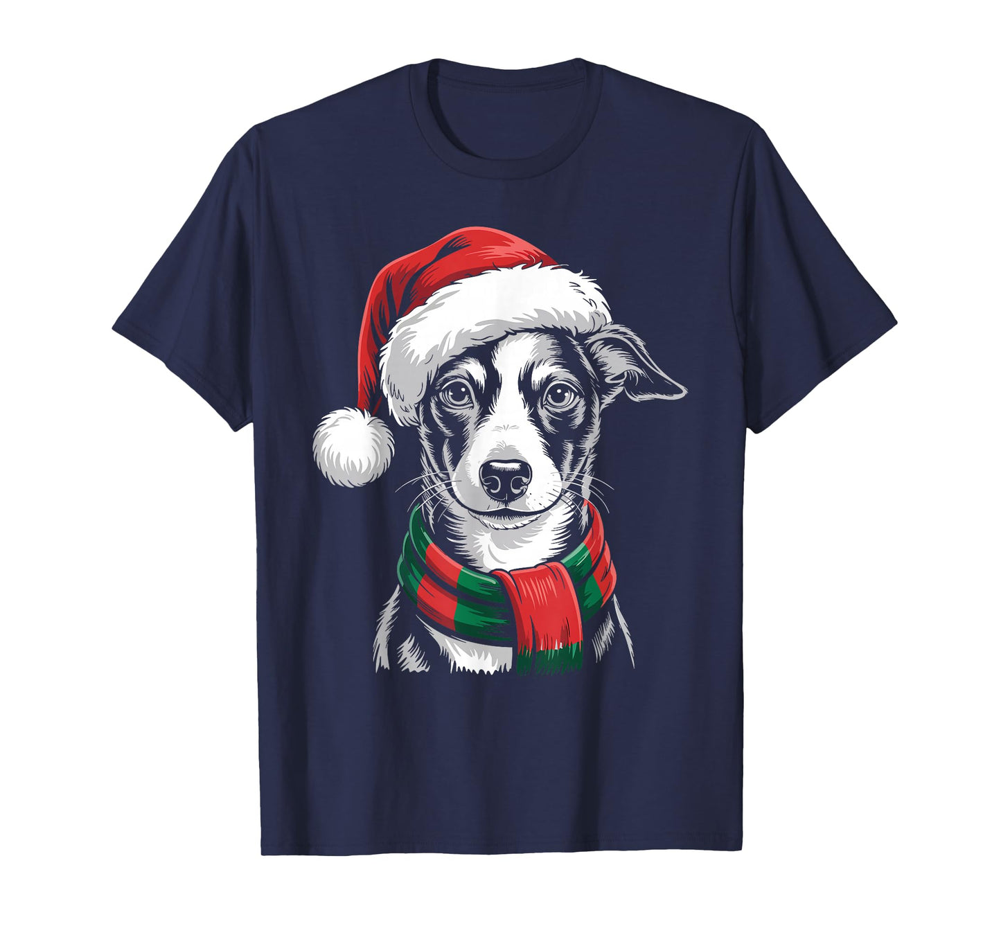 Italian Greyhound Dog Xmas Santa Hat Scarf Christmas Costume T-Shirt