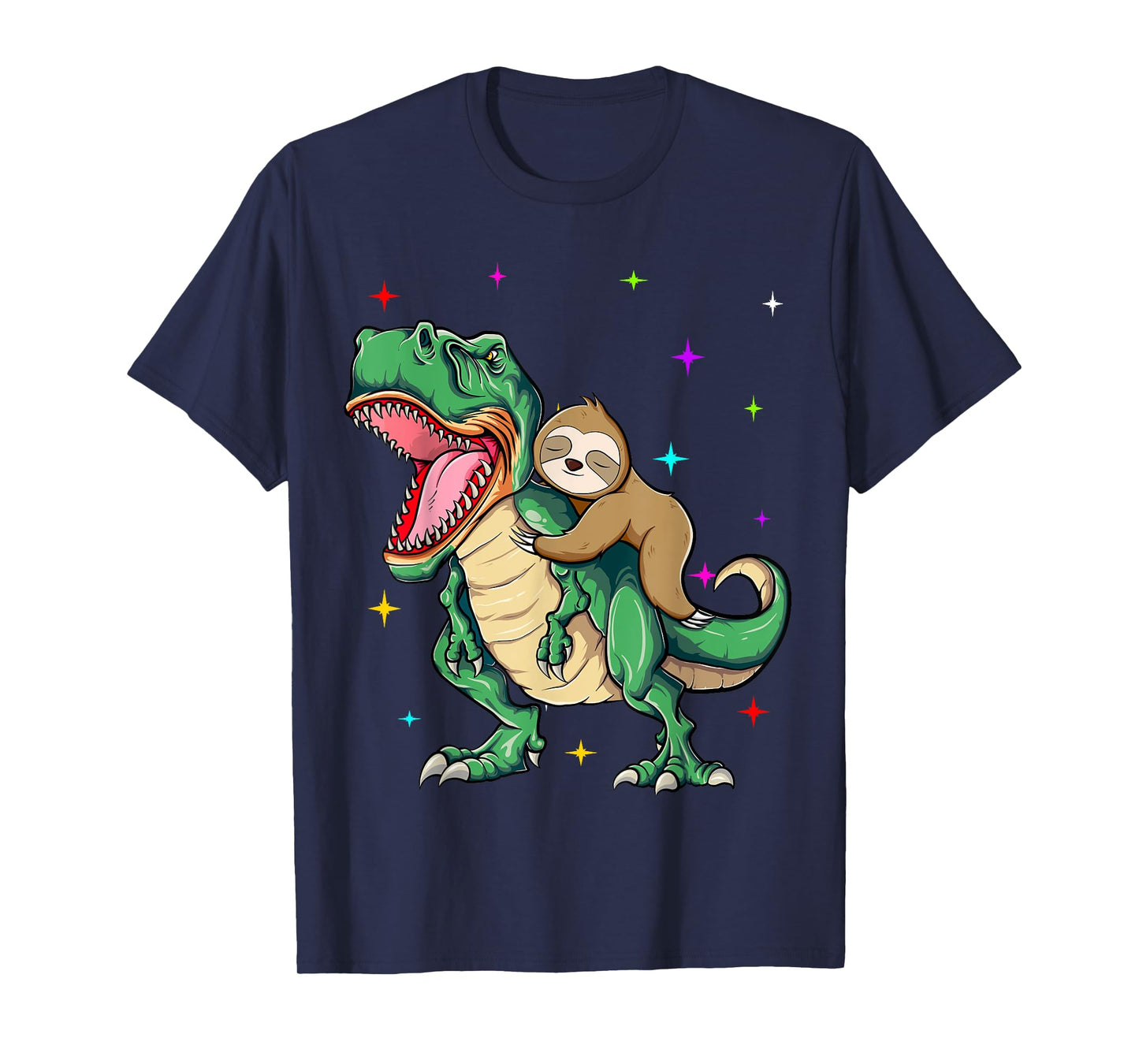 Funny Sloth Riding a T-Rex Dinosaur T-Shirt