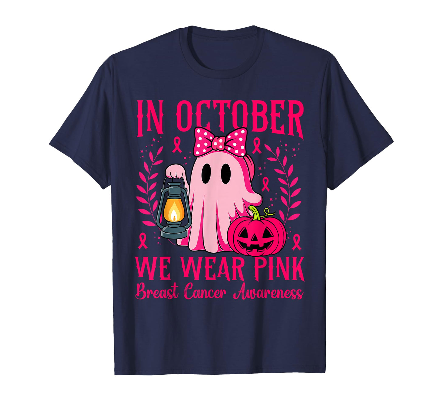 Breast Cancer Women Halloween in October We Wear Pink T-Shirt