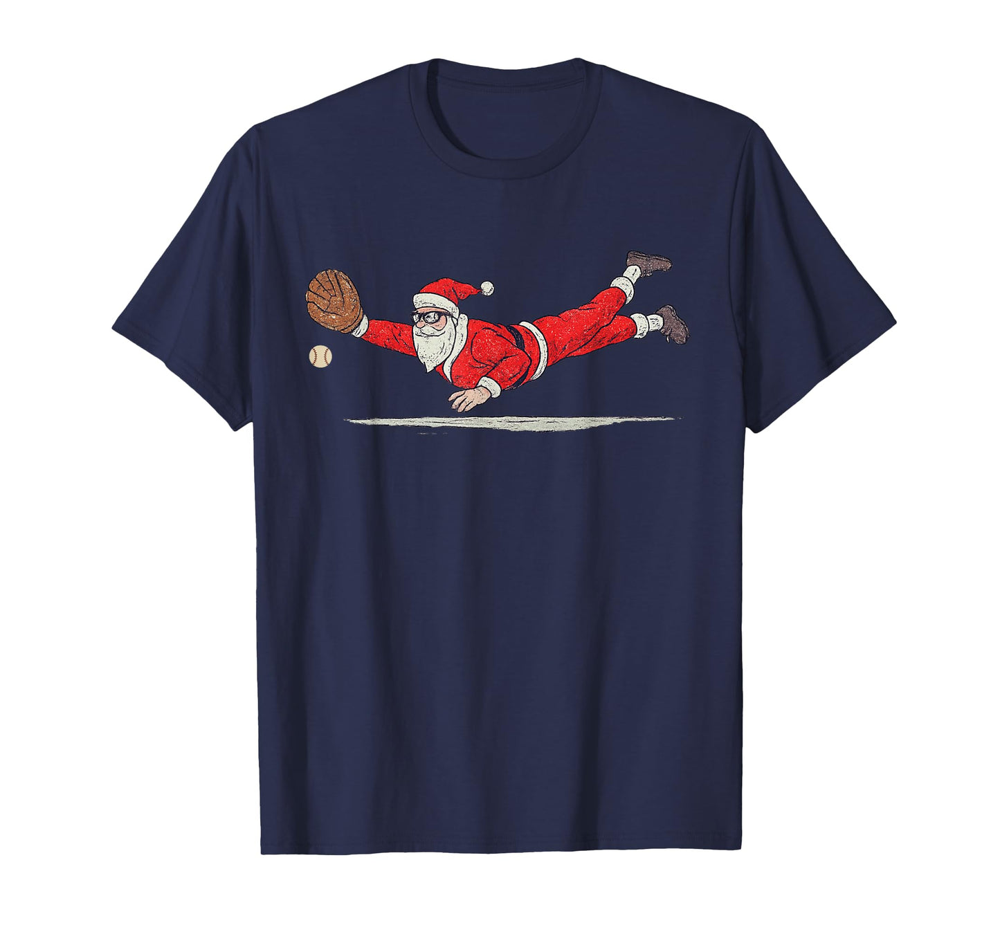 Santa Claus Playing Baseball Xmas Holiday Funny Christmas T-Shirt