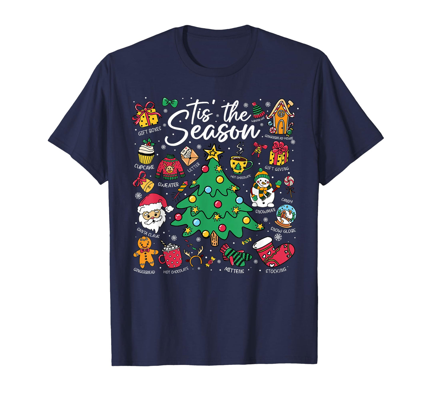 Tis The Season Christmas Tree Santa Claus Holiday Women Kids T-Shirt