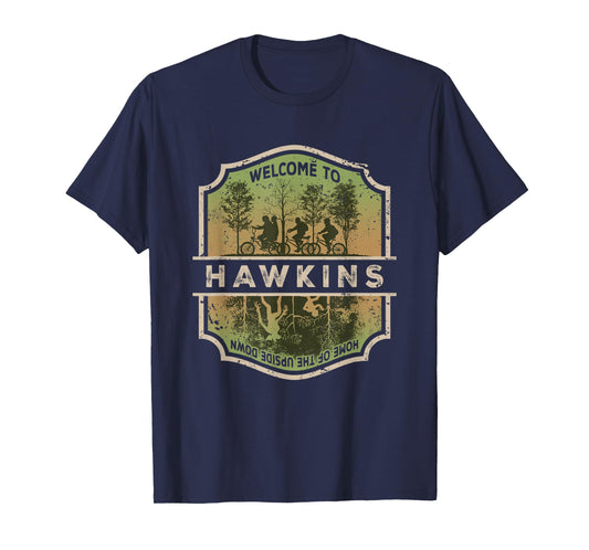 Stranger Things Welcome To Hawkins Upside Down Badge T-Shirt