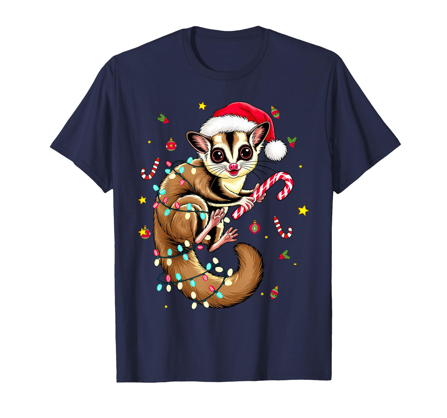Christmas Sugar Glider Santa Hat Squirrel Gliding Animal T-Shirt