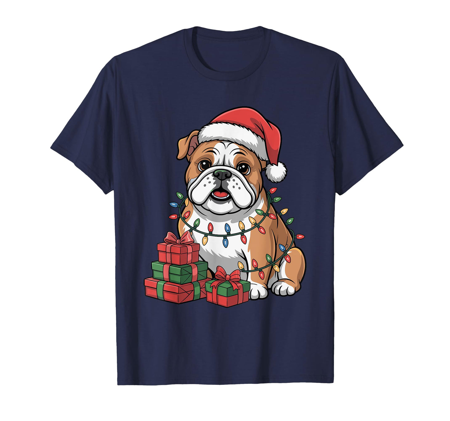 Cute Bulldog Christmas Xmas Design Funny Dog Lover Holiday T-Shirt