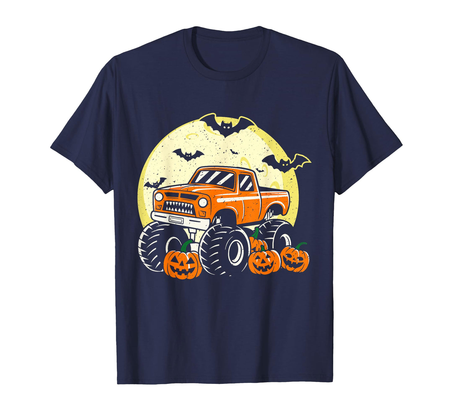 Monster Truck Halloween Jack O Lantern Moon Pumpkin Toddler T-Shirt