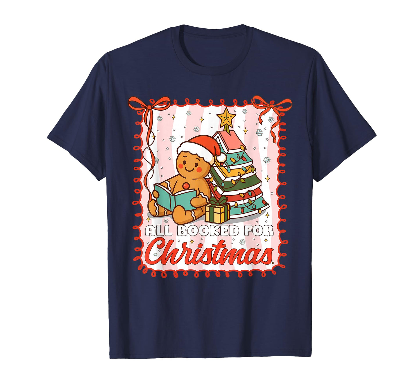All Booked for Christmas Gingerbread Christmas Tree Book Kid T-Shirt