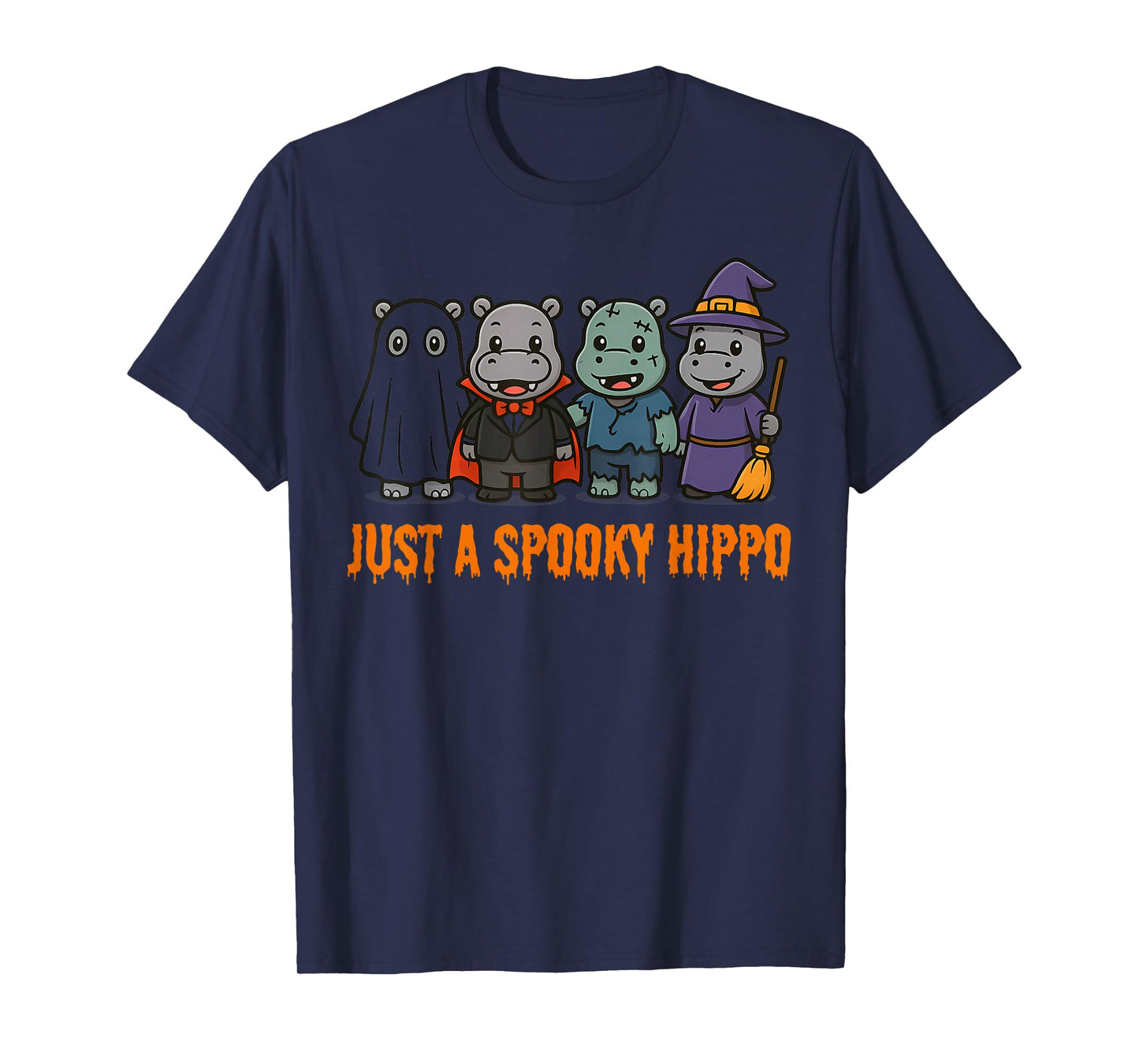 Just a Spooky Hippo Ghost Halloween Costume Girls Boys T-Shirt