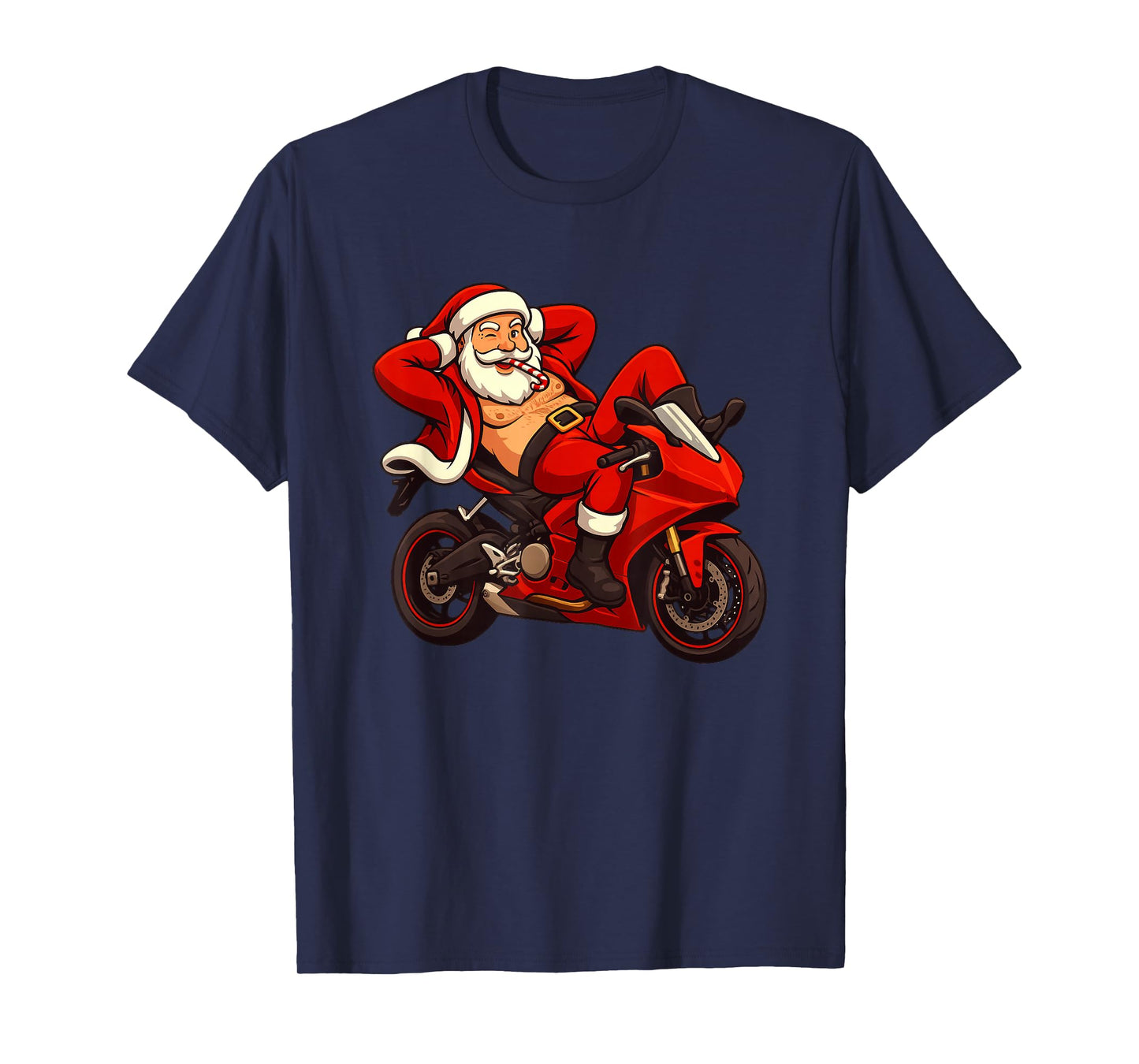 Hot Motorcycle Race with This Cool Santa Claus Costume T-Shirt